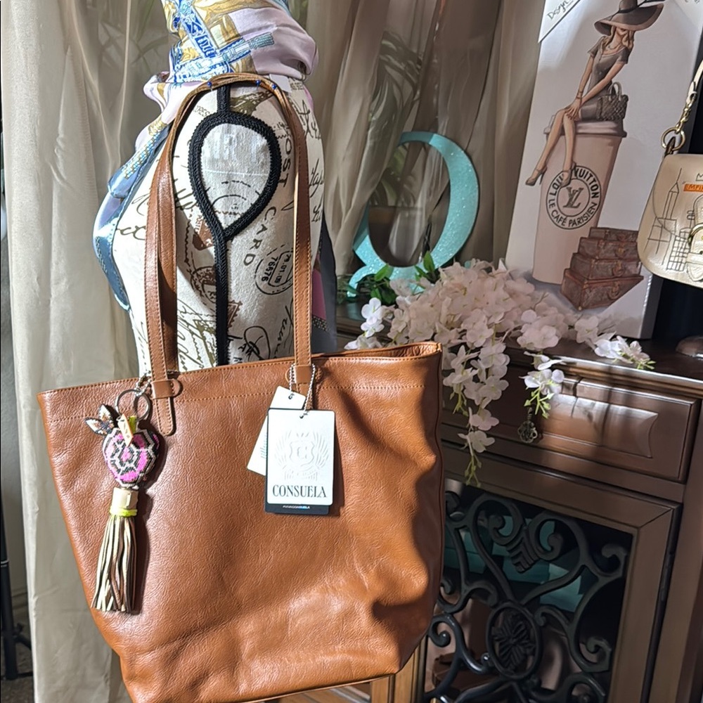 Consuela Brandy, Daily Tote Brown Leather Tote Bag (NWT)